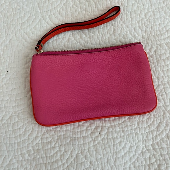 Kate Spade Hot Pink & Orange Pebbled Leather Wristlet - Picture 7 of 8